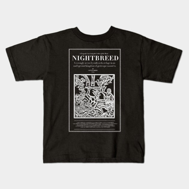Nightbreed woodcut art Kids T-Shirt by UnlovelyFrankenstein